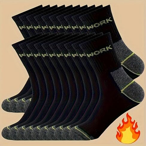20 Pairs Bulk Thermal Winter Socks for Men, Warm Heavy Duty Cold Resistant Thick Boot Sock in Saudi Arabia