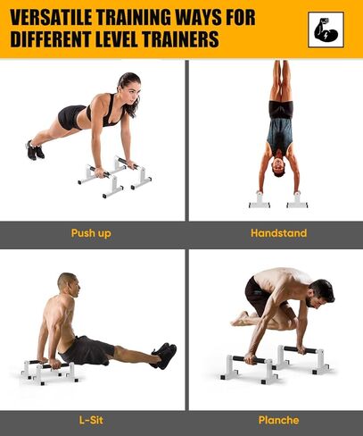 قضبان الدفع | باراليتس عالي التحمل مع مقابض مضادة للانزلاق لتمارين رياضية بلانش إل سيت ستاند على اليدين وتمارين اللياقة البدنية على الأرض، مقابض محطة الدفع لتدريب القوة في صالة الألعاب الرياضية in Kuwait