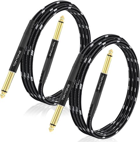 1/4 Inch Guitar Cable 2-Pack, 15FT Instrument Cable, Quarter Inch 6.35mm TRS to TRS Balanced Stereo Audio Cable for Electric Guitar, Bass, Keyboard, Mixer, Amplifier in Saudi Arabia