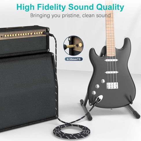 1/4 Inch Guitar Cable 2-Pack, 15FT Instrument Cable, Quarter Inch 6.35mm TRS to TRS Balanced Stereo Audio Cable for Electric Guitar, Bass, Keyboard, Mixer, Amplifier in Saudi Arabia