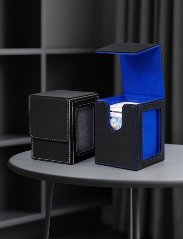 Card Deck Box for MTG, Trading Card Storage Box with Commander Display Fits 100+ Double Sleeved, Organizer for CCG TCG Sports(Black&Red) in Saudi Arabia