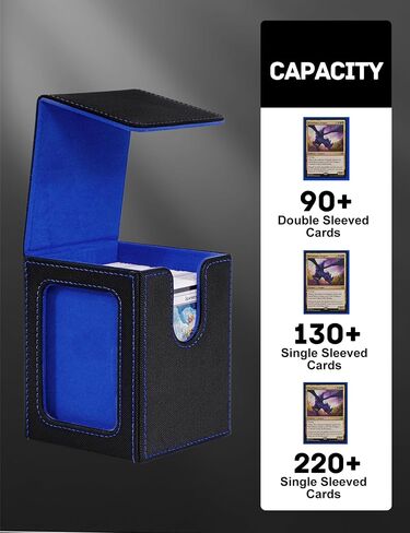 Card Deck Box for MTG, Trading Card Storage Box with Commander Display Fits 100+ Double Sleeved, Organizer for CCG TCG Sports(Black&Red) in Saudi Arabia