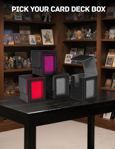 Card Deck Box for MTG, Trading Card Storage Box with Commander Display Fits 100+ Double Sleeved, Organizer for CCG TCG Sports(Black&Red) in Saudi Arabia