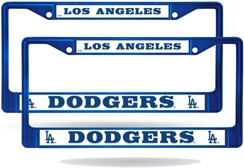 Los Angeles Dodgers MLB Blue (Set of 2) Painted Chrome Metal License Plate Frames in Saudi Arabia