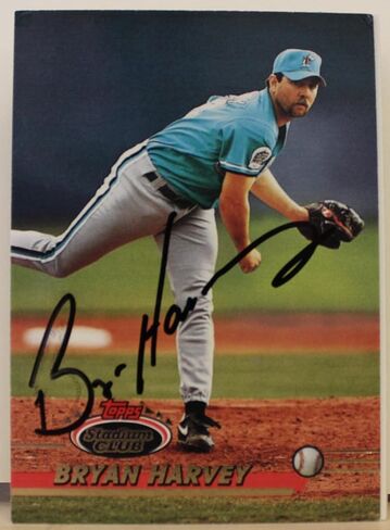 Bryan Harvey Florida Marlins Autographed 1993 Stadium Club Card #604. This item comes with a certificate of authenticity from Autograph-Sports. Autographed - MLB Autographed Baseball Cards in Saudi Arabia