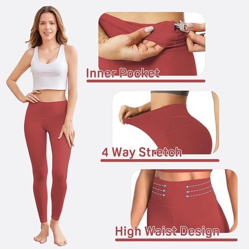Yoga Leggings with Pockets for Women, High Waisted Workout Pants, Tummy Control Butt Lifting in Saudi Arabia