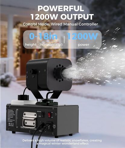 آلة الثلج IMONE 1200 واط تذبذب تلقائي 90 درجة، حجم ثلج قابل للتعديل وحجم تقشر، خزان 1 لتر، جهاز تحكم عن بعد سلكي ولاسلكي مزدوج، صانع ندفة الثلج في الهواء الطلق لعيد الميلاد وحفلات الزفاف والحفلات والمسرح in Kuwait