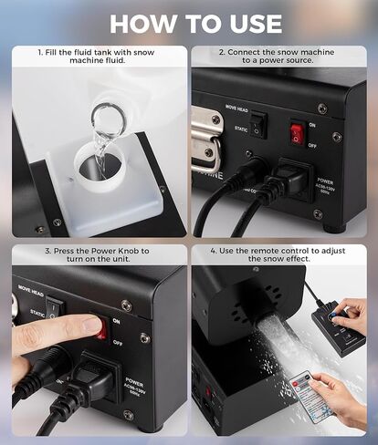 آلة الثلج IMONE 1200 واط تذبذب تلقائي 90 درجة، حجم ثلج قابل للتعديل وحجم تقشر، خزان 1 لتر، جهاز تحكم عن بعد سلكي ولاسلكي مزدوج، صانع ندفة الثلج في الهواء الطلق لعيد الميلاد وحفلات الزفاف والحفلات والمسرح in Kuwait