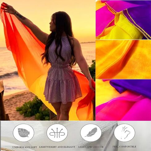 Women's Real Silk Belly Dance Veils and Hand Scarves Fire Flame Colors 250 * 114cm in Saudi Arabia