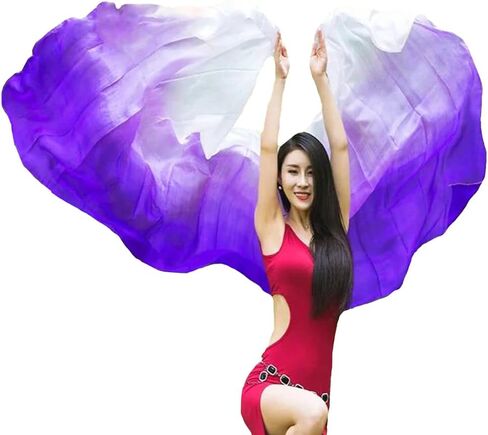 Women's Real Silk Belly Dance Veils and Hand Scarves Fire Flame Colors 250 * 114cm in Saudi Arabia