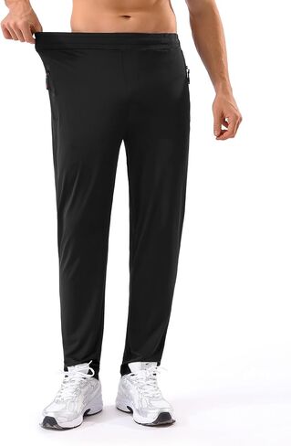 Mens Sweatpants with Zipper Pockets Stretch Lightweight Athletic Track Pants for Men Joggers Running Workout Gym in Saudi Arabia