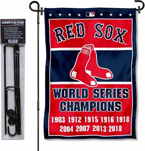 Boston Red Sox 9 Time Champions Garden Flag and Pole Stand Mount in Saudi Arabia