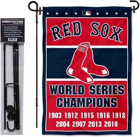 Boston Red Sox 9 Time Champions Garden Flag and Pole Stand Mount in Saudi Arabia
