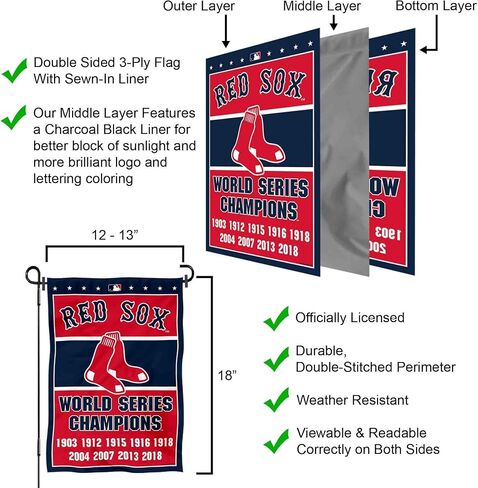 Boston Red Sox 9 Time Champions Garden Flag and Pole Stand Mount in Saudi Arabia