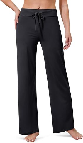 Women's Wide Leg Pants High Waist Casual Loose Yoga Workout Trouser Pants Sweatpants Palazzo Lounge Pajama Pants in Saudi Arabia