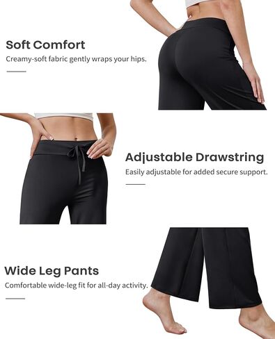 Women's Wide Leg Pants High Waist Casual Loose Yoga Workout Trouser Pants Sweatpants Palazzo Lounge Pajama Pants in Saudi Arabia