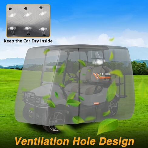 Golf Cart Cover 2/2+2/4 Passenger Heavy Duty 420D Waterproof Golf Cart Covers with Three Zipper Doors Compatible with EZGO, Club Car, Yamaha Golf Carts,Windproof Sunproof Golf Cart Cover (Gray) in Saudi Arabia