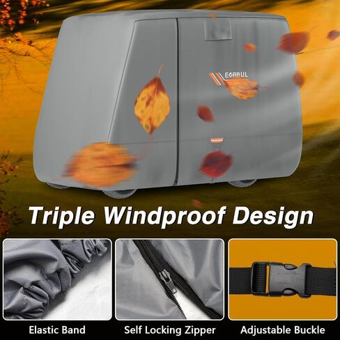 Golf Cart Cover 2/2+2/4 Passenger Heavy Duty 420D Waterproof Golf Cart Covers with Three Zipper Doors Compatible with EZGO, Club Car, Yamaha Golf Carts,Windproof Sunproof Golf Cart Cover (Gray) in Saudi Arabia