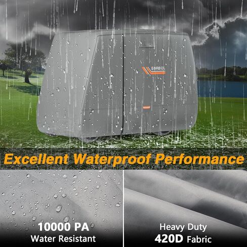 Golf Cart Cover 2/2+2/4 Passenger Heavy Duty 420D Waterproof Golf Cart Covers with Three Zipper Doors Compatible with EZGO, Club Car, Yamaha Golf Carts,Windproof Sunproof Golf Cart Cover (Gray) in Saudi Arabia
