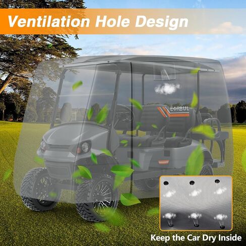 Golf Cart Cover 2/2+2/4 Passenger Heavy Duty 420D Waterproof Golf Cart Covers with Three Zipper Doors Compatible with EZGO, Club Car, Yamaha Golf Carts,Windproof Sunproof Golf Cart Cover (Gray) in Saudi Arabia