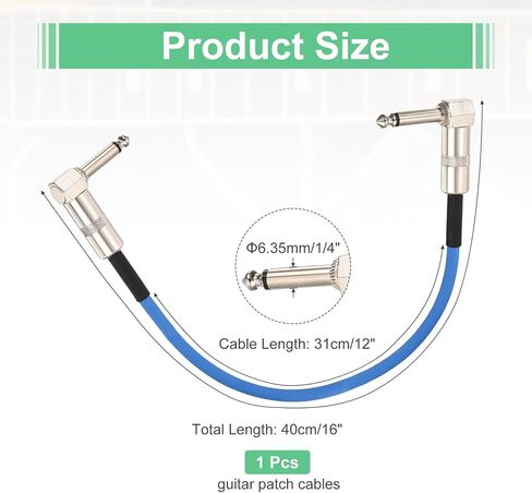 MECCANIXITY 1 Pcs Guitar Patch Cables 16 Inch Pedal Board Cord 1/4 Inch Metal Double Elbow TS Right Angle Guitar Patch Effect Cable Cord for Instrument Effect Pedal Mixing Console, Black in Saudi Arabia