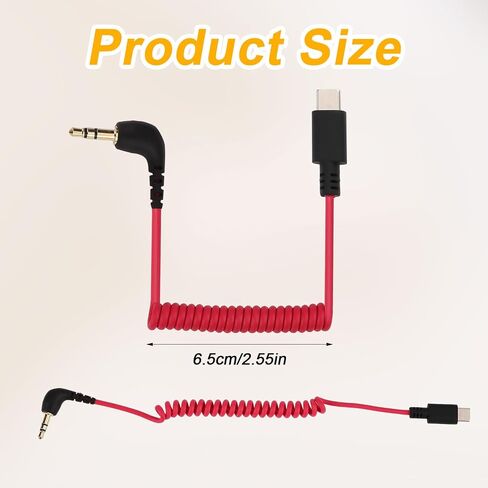 كابل ميكروفون USB C إلى 3.5 مم TRS، لـ Rode Wireless GO 2 / ME/Pro Hollyland Lark M1 / ​​M2 / MAX / 150 / M1 / ​​MAX Duo كابل إخراج الصوت DAC ملفوف لهاتف Android iPhone 15 in Saudi Arabia