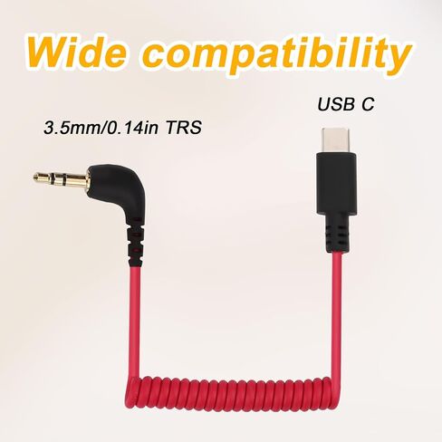 كابل ميكروفون USB C إلى 3.5 مم TRS، لـ Rode Wireless GO 2 / ME/Pro Hollyland Lark M1 / ​​M2 / MAX / 150 / M1 / ​​MAX Duo كابل إخراج الصوت DAC ملفوف لهاتف Android iPhone 15 in Saudi Arabia