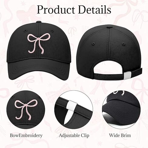 Adjustable Bow Baseball Cap,Low Profile Beach Sun Hat Unconstructed Plain Cotton Ponytail Golf Hat for Women Travel Essential in Saudi Arabia