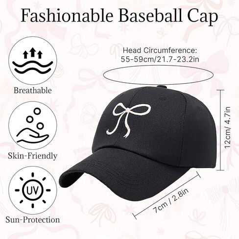 Adjustable Bow Baseball Cap,Low Profile Beach Sun Hat Unconstructed Plain Cotton Ponytail Golf Hat for Women Travel Essential in Saudi Arabia