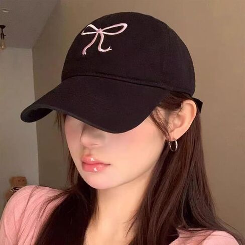 Adjustable Bow Baseball Cap,Low Profile Beach Sun Hat Unconstructed Plain Cotton Ponytail Golf Hat for Women Travel Essential in Saudi Arabia