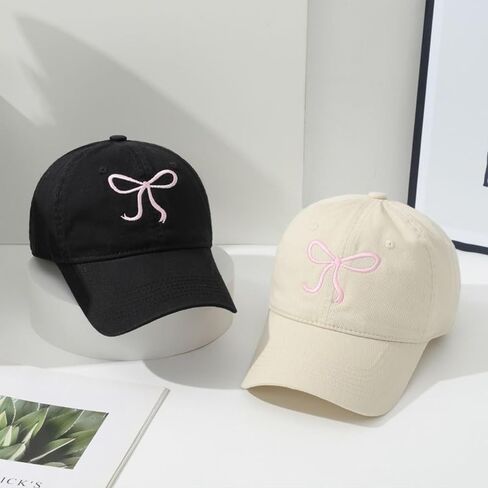 Adjustable Bow Baseball Cap,Low Profile Beach Sun Hat Unconstructed Plain Cotton Ponytail Golf Hat for Women Travel Essential in Saudi Arabia