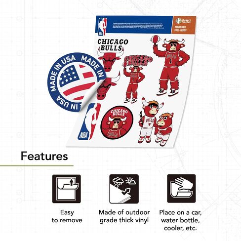 Desert Cactus Chicago Bulls NBA Officially Licensed Sticker Vinyl Decal Laptop Water Bottle Car Scrapbook (Type 2-Mascot) in Saudi Arabia