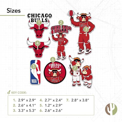Desert Cactus Chicago Bulls NBA Officially Licensed Sticker Vinyl Decal Laptop Water Bottle Car Scrapbook (Type 2-Mascot) in Saudi Arabia