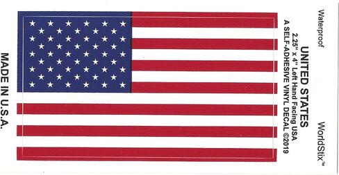 صُنع في الولايات المتحدة الأمريكية - ملصقات العلم الأمريكي (الولايات المتحدة الأمريكية) مقاس 2.25 بوصة × 4 بوصة، ملصقات العلم الأمريكي ذاتية اللصق من الفينيل المقاوم للماء (100 عبوة) in Kuwait