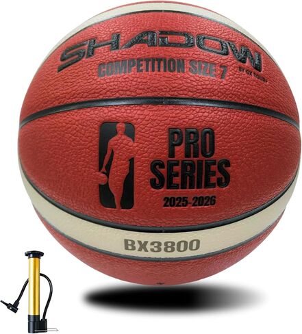 كرة السلة Shadow Pro Series 3800، مقاس 7، جلد عالي الجودة للمنافسة، برتقالي وكريمي، متانة رائعة. عززت المثانة بوتيل. مقاس البالغين 7، 28.5 بوصة. جلد ضريبة القيمة المضافة. يشمل نافخة. in Kuwait