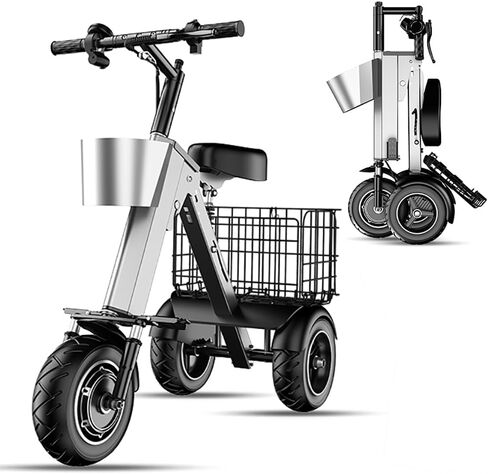Foldable Adult Electric Tricycle Small and Lightweight with Seat 3-Wheel Electric Scooter, Super Convenient Mobility Scooter Suitable for Commuting and Travel Can be Placed in Car Trunk in Saudi Arabia
