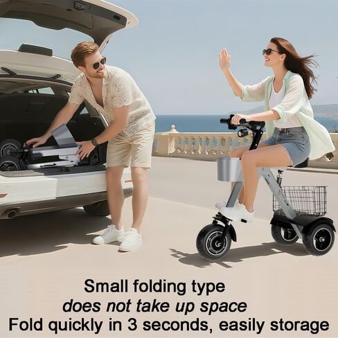 Foldable Adult Electric Tricycle Small and Lightweight with Seat 3-Wheel Electric Scooter, Super Convenient Mobility Scooter Suitable for Commuting and Travel Can be Placed in Car Trunk in Saudi Arabia