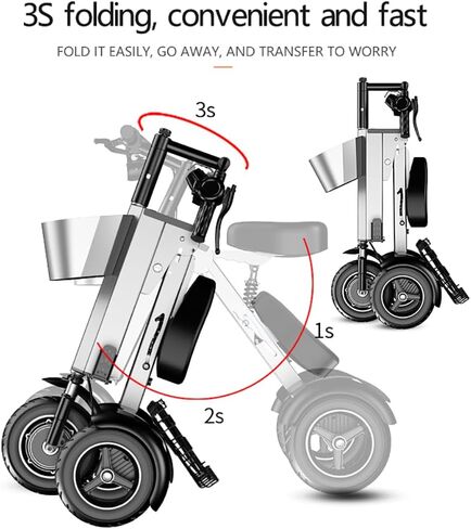 Foldable Adult Electric Tricycle Small and Lightweight with Seat 3-Wheel Electric Scooter, Super Convenient Mobility Scooter Suitable for Commuting and Travel Can be Placed in Car Trunk in Saudi Arabia