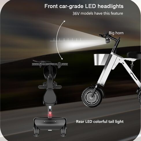 Foldable Adult Electric Tricycle Small and Lightweight with Seat 3-Wheel Electric Scooter, Super Convenient Mobility Scooter Suitable for Commuting and Travel Can be Placed in Car Trunk in Saudi Arabia