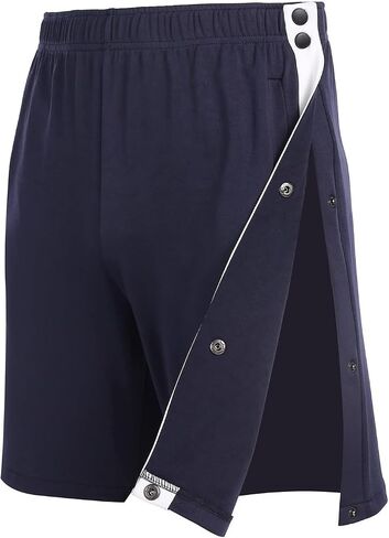 Men's Cotton Blend Shorts Side Snap Tear Away Shorts for Men Gym Trunks with Pockets Post Surgery Recovery Pants in Saudi Arabia