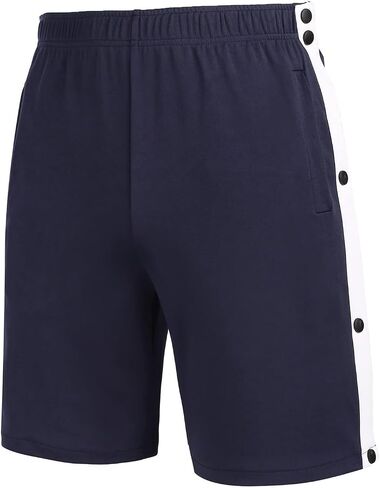 Men's Cotton Blend Shorts Side Snap Tear Away Shorts for Men Gym Trunks with Pockets Post Surgery Recovery Pants in Saudi Arabia