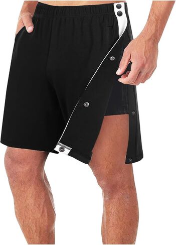 Men's Cotton Blend Shorts Side Snap Tear Away Shorts for Men Gym Trunks with Pockets Post Surgery Recovery Pants in Saudi Arabia