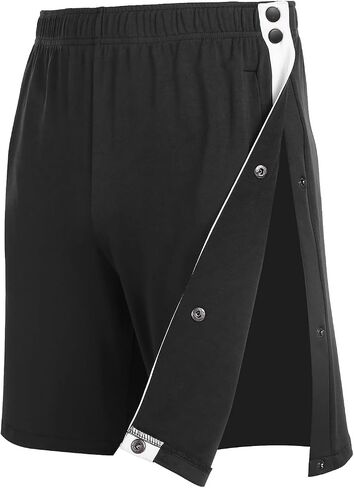 Men's Cotton Blend Shorts Side Snap Tear Away Shorts for Men Gym Trunks with Pockets Post Surgery Recovery Pants in Saudi Arabia