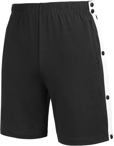 Men's Cotton Blend Shorts Side Snap Tear Away Shorts for Men Gym Trunks with Pockets Post Surgery Recovery Pants in Saudi Arabia