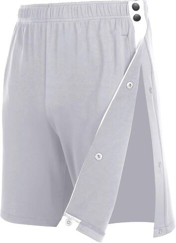 Men's Cotton Blend Shorts Side Snap Tear Away Shorts for Men Gym Trunks with Pockets Post Surgery Recovery Pants in Saudi Arabia