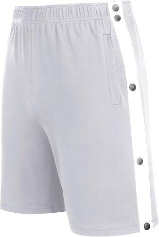 Men's Cotton Blend Shorts Side Snap Tear Away Shorts for Men Gym Trunks with Pockets Post Surgery Recovery Pants in Saudi Arabia