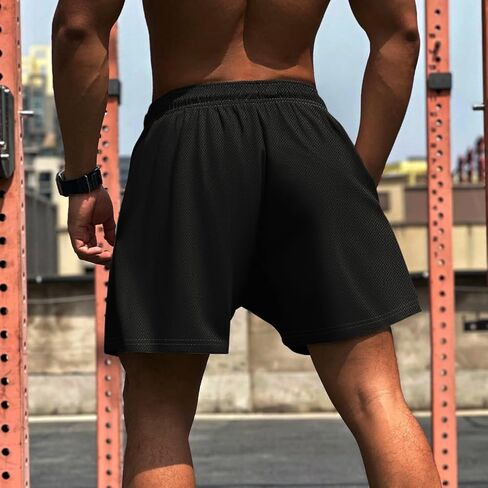 Mens Casual Workout Shorts Waist Drawstring Gym Running Quick Dry Tennis Basketball Shorts for Men Black in Saudi Arabia