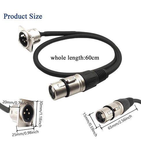 XLR كابل التصحيح أنثى إلى ذكر XLR لوحة جبل كابل Patchbay لصندوق الأرضية، صندوق المسرح 2 قدم 1 قطعة in Kuwait