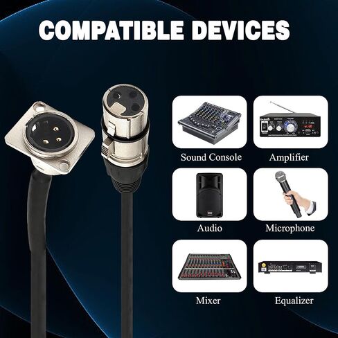 XLR كابل التصحيح أنثى إلى ذكر XLR لوحة جبل كابل Patchbay لصندوق الأرضية، صندوق المسرح 2 قدم 1 قطعة in Kuwait