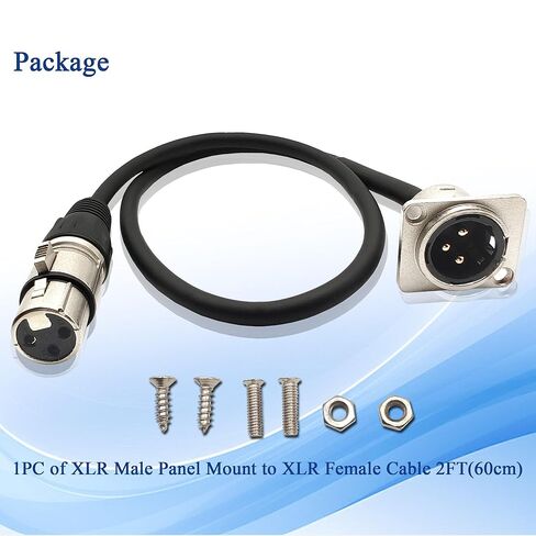 XLR كابل التصحيح أنثى إلى ذكر XLR لوحة جبل كابل Patchbay لصندوق الأرضية، صندوق المسرح 2 قدم 1 قطعة in Kuwait